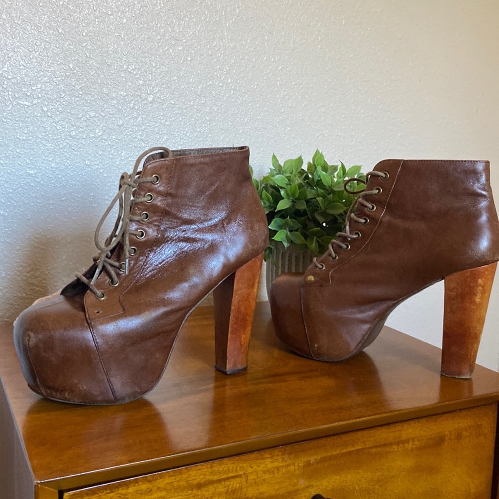 Jeffrey Campbell Lita leather platform boots booties
